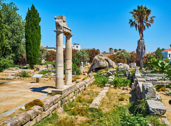 Remnants of the Ancient Agora of Kos. South Aegean region, Greece.