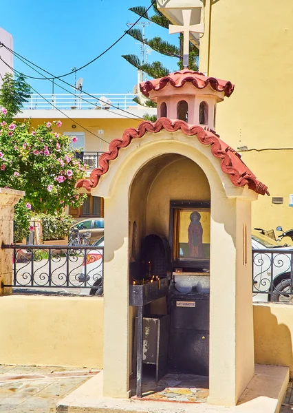 Kos Greece July 2018 Small Greek Orthodox Chapel Shrine Street — Stock Photo, Image