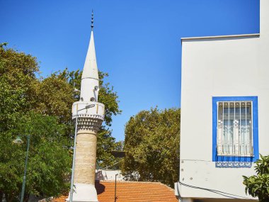 Minare Turkkuyusu Cami Cami, Turgut Reis Caddesi görüntülemek. Bodrum. Muğla ilinin.