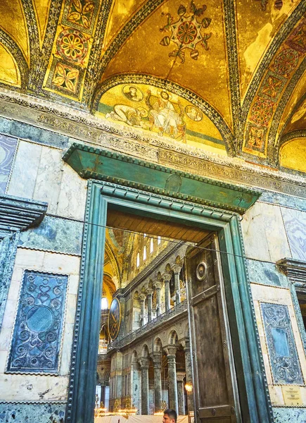 Istanbul Turkey July 2018 Imperial Door Narthex Hagia Sophia Mosque — Stock Photo, Image