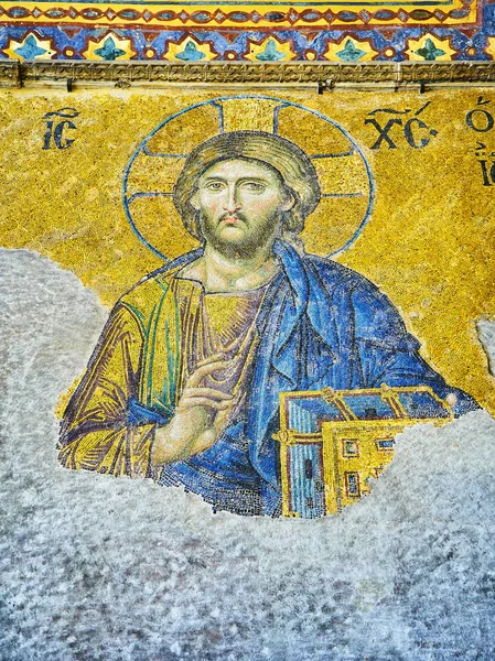 Istanbul Turecko Července 2018 Detail Mozaiky Deesis Byzantské Mozaiky Horní — Stock fotografie