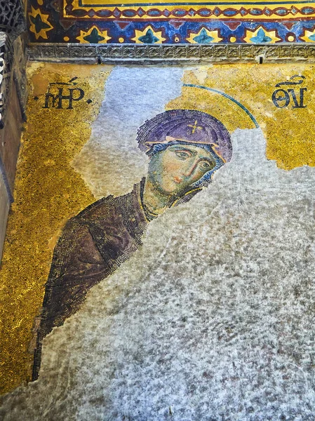 Estambul Turquía Julio 2018 Detalle Del Mosaico Deesis Mosaico Bizantino — Foto de Stock