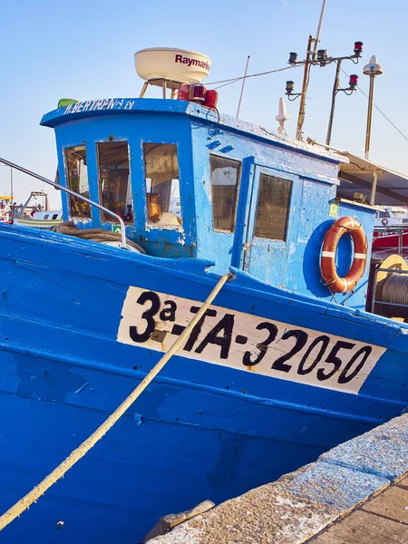 Palamos Spain July 2017 Typical Mediterranean Boats Moored Fishing Harbor — Stock Photo, Image