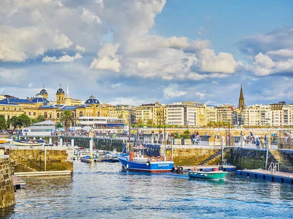 San Sebastián España Agosto 2018 Puerto San Sebastián Con Centro — Foto de Stock