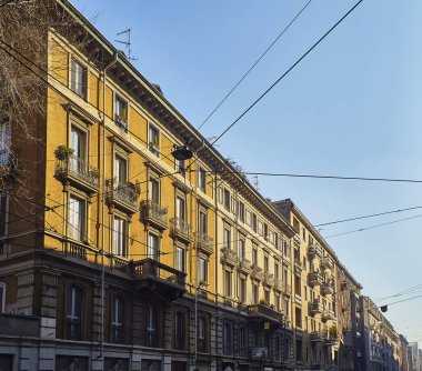 Milan, İtalya - 29 Aralık 2018. Tipik bina Milan, Lombardiya, İtalya.