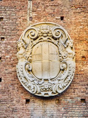 Kat Milan Castello Sforzesco, Sforza Kalesi bir duvar. Milan, Lombardiya, İtalya.