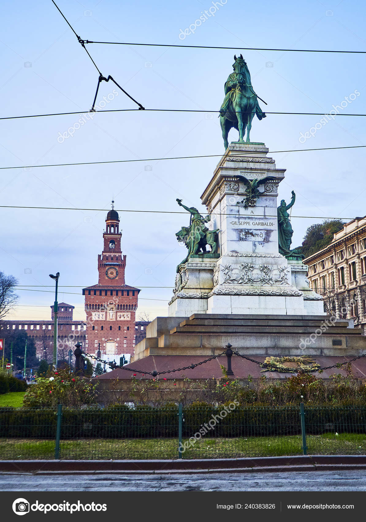 Milan Italie Décembre 2018 Statue Giuseppe Garibaldi Dans