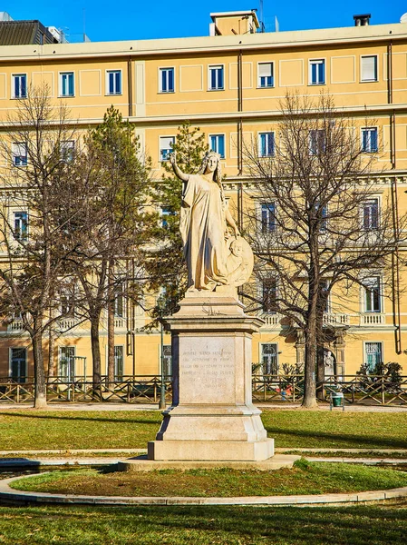 Daniele Manin Anıt Aiuola Balbo Cavour Bahçeleri Içinde Turin Piedmont — Stok fotoğraf