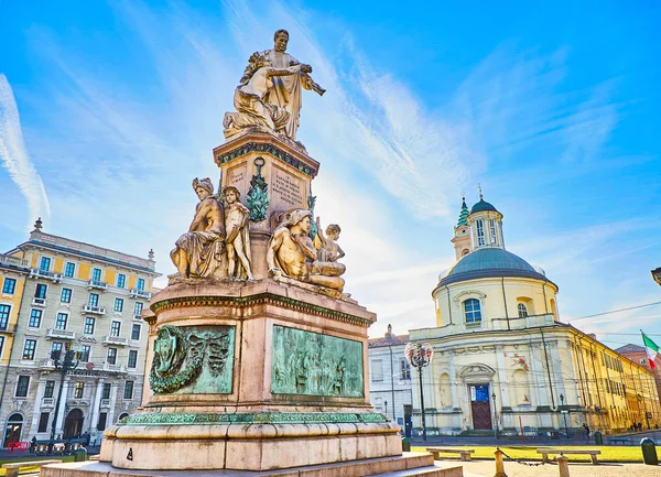 Turim Itália Dezembro 2018 Camillo Benso Conde Cavour Monumento Praça — Fotografia de Stock