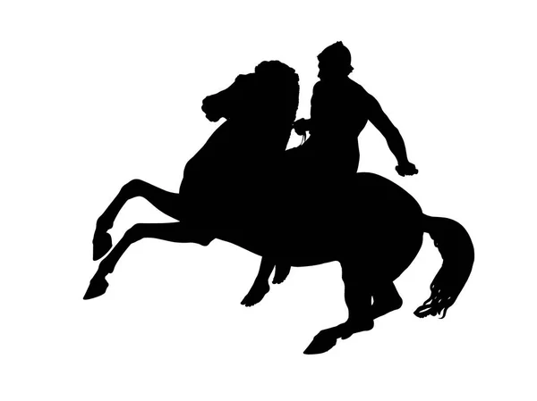 Black Silhouette Equestrian Statue Isolated White Background — Stock Photo, Image