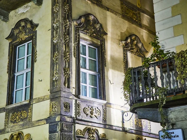 Baroque facade of a typical European building. Turin, Piedmont, Italy.