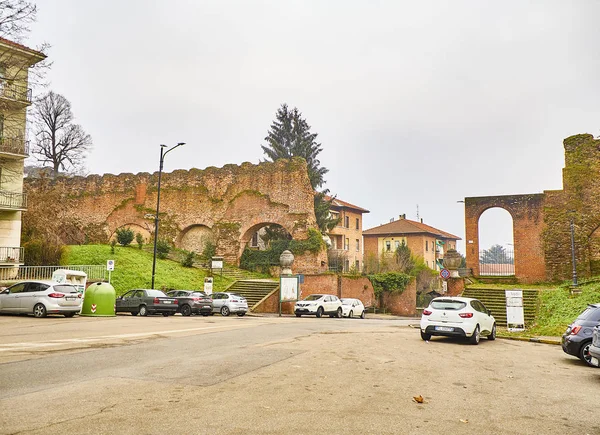 Asti Italia Enero 2019 Asti City Walls Vista Desde Piazza —  Fotos de Stock