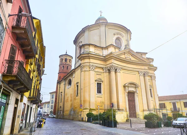 Asti Olaszország Január 2019 Homlokzata Chiesa Santa Caterina Templom Torre — Stock Fotó