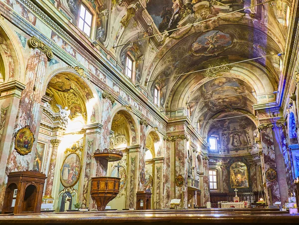 Bergamo Itália Janeiro 2019 Nave Dos Santos Chiesa Bartolomeo Stefano — Fotografia de Stock