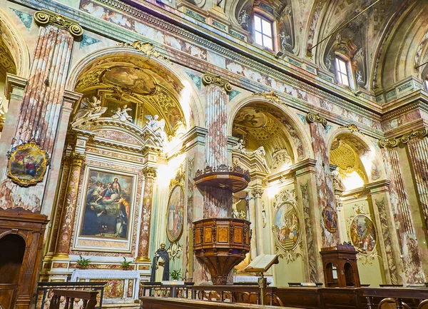 Bergamo Gennaio 2019 Corridoio Della Chiesa Santi Bartolomeo Stefano Chiesa — Foto Stock