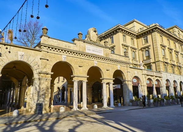 Bergamo Italia Enero 2019 Pórtico Sentierone Entrada Quadripórtico Centro Piacentiniano — Foto de Stock