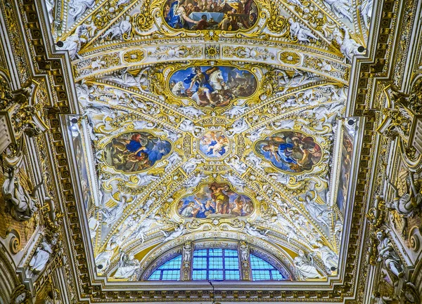 Bergame Italie Janvier 2019 Détail Plafond Nef Basilique Santa Maria — Photo