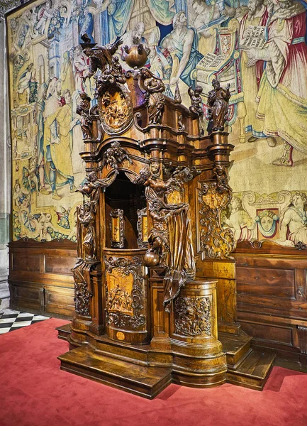 Bergamo Italy January 2019 Confessional Andrea Fantoni Basilica Santa Maria — Stock Photo, Image