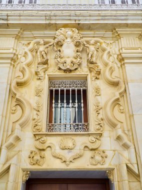 Barok cephe. Calle Ancha sokağı. Cadiz, Endülüs, İspanya.