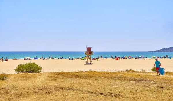 Pláž Playa de Bolonia. Tarifa, Cádiz, Andalusie, Španělsko. — Stock fotografie