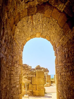 Baelo Claudia Arkeoloji Künyesi. Tarifa, Cadiz, Endülüs, İspanya.