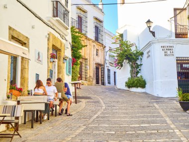 Vejer de la Frontera şehir merkezinde. Cadiz province, Endülüs, İspanya.