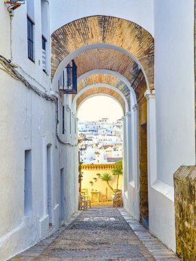 Vejer de la Frontera şehir merkezinde. Cadiz province, Endülüs, İspanya.