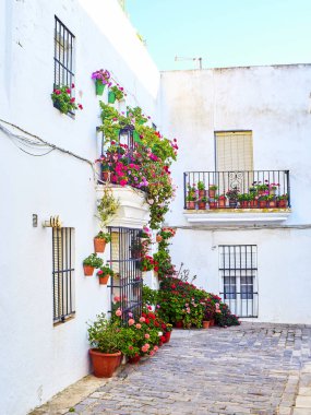 Vejer de la Frontera şehir merkezinde. Cadiz province, Endülüs, İspanya.