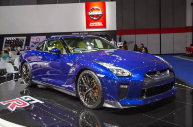 Bangkok, Tayland - 22 Ağustos 2018: Nissan Gtr modeli büyük Motor Satılık 2018 yılında sunulan 2019