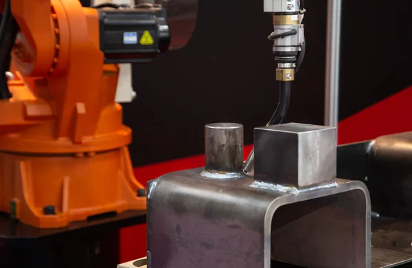 Industry robotic arc machine welding on steel