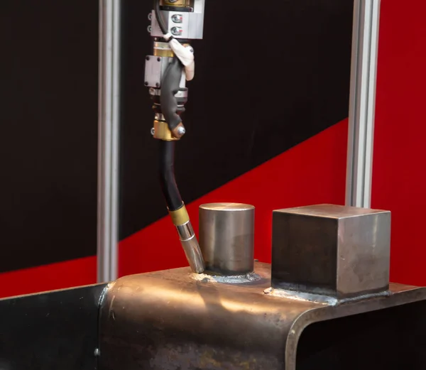 Industry robotic arc machine welding on steel