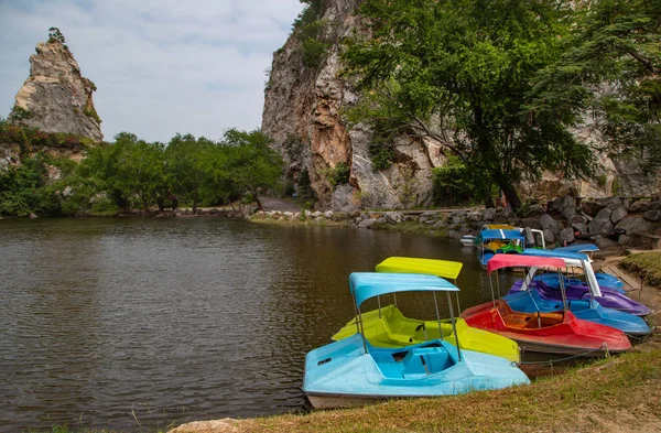 Pedal boats for rental at Hin Khao Ngu national park