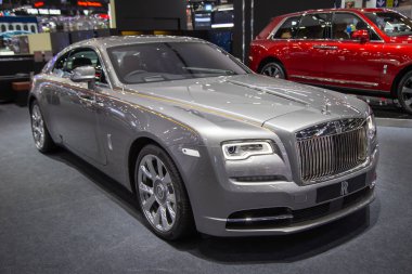 Nonthaburi, Tayland - 4 Aralık 2018: Motor Expo 2018 yılında sunulan Rolls Royce Ghost lüks araba