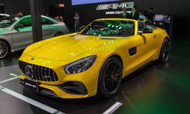 Nonthaburi, Thailand - December 4, 2018: Mercedes Benz AMG GT Roadster presented in Motor Expo 2018 clipart
