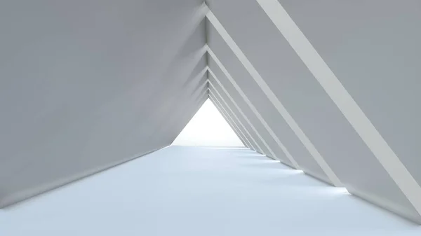 Abstract Background Empty Long Light Modern Corridor White Triangular Tunnel — Stock Photo, Image