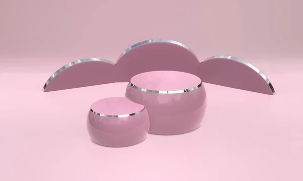 Okrągły Produkt Beczka Stoisko Makiety Odcieniu Różowym Piękno Moda Ilustracja — Zdjęcie stockowe