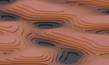 Soyut topografik yüzey. Brown peyzaj arka planı yaptı. 3B görüntüleme
