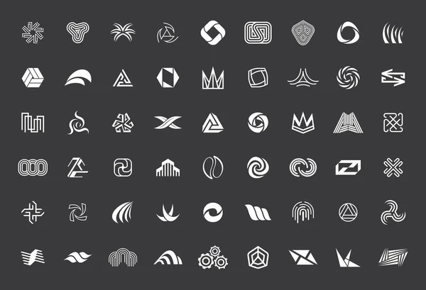 Коллекция Логотипов Изолированный Черном Фоне — стоковый вектор