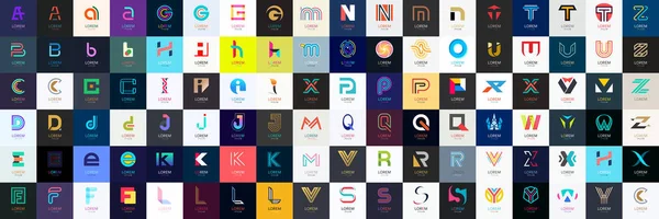 Abstrakte Logos Mega Sammlung Mit Buchstaben Geometrisch Abstrakte Logos — Stockvektor