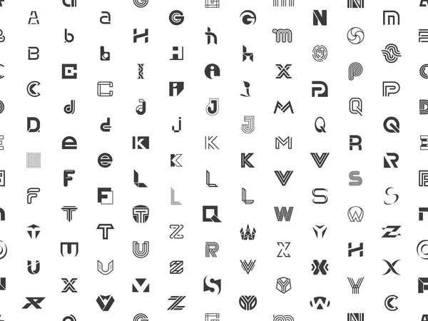 Modèle Sans Couture Avec Des Logos Abstraits Avec Des Lettres — Image vectorielle