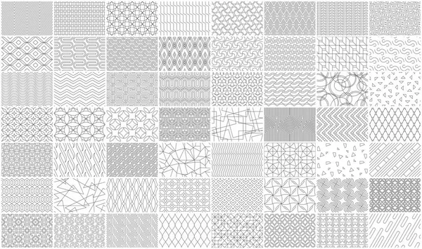 Mega Collection Geometric Seamless Linear Pattern Isolated White Background — Stock Vector