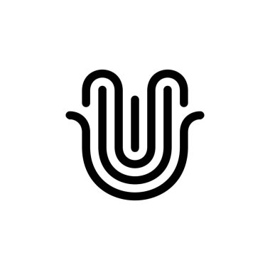 U harfi logosu. Simge tasarımı. Şablon ögeleri - vektör işareti