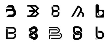 Mektup B logo ayarlayın. Simgesi tasarım. Şablon öğeleri - vektör işareti topluluğu