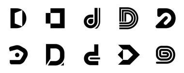 Mektup D logo ayarlayın. Simgesi tasarım. Şablon öğeleri - vektör işareti topluluğu