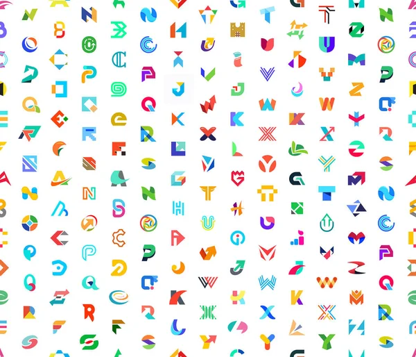 Naadloze Patroon Met Abstracte Logo Met Letters Geïsoleerd Witte Achtergrond — Stockvector