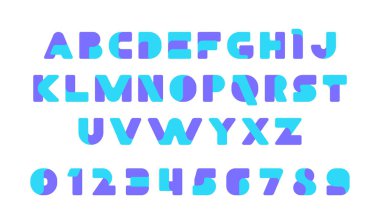 Renkli stilize modern yazı tipi ve alfabe. Beyaz arka plan üzerinde izole