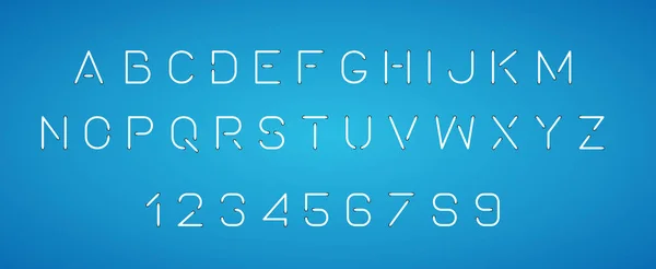 Lettere Luminose Alfabeto Neon Numeri Isolato Sfondo Blu — Vettoriale Stock
