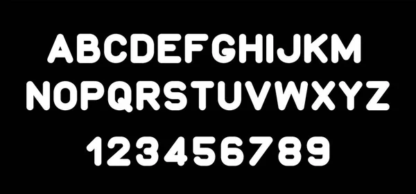 Blanco Tipografía Moderna Estilizada Alfabeto Aislado Sobre Fondo Negro — Vector de stock
