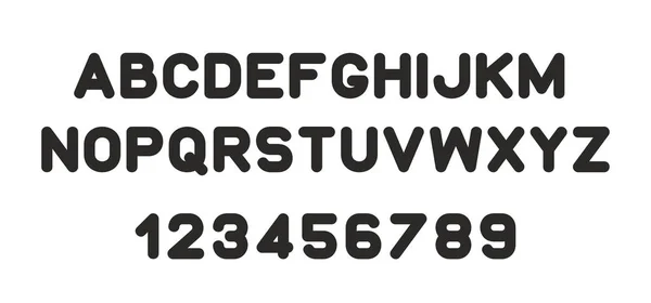 黑色的风格化的现代字体和字母表 在白色背景上隔离 — 图库矢量图片