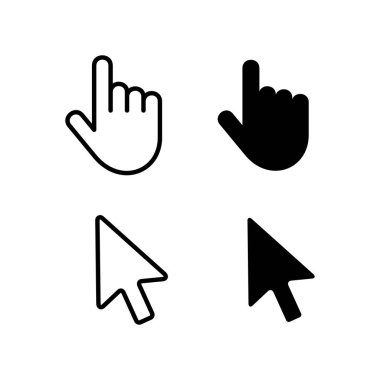 Set of Hand Cursor and cursor icons. Isolated on White background clipart